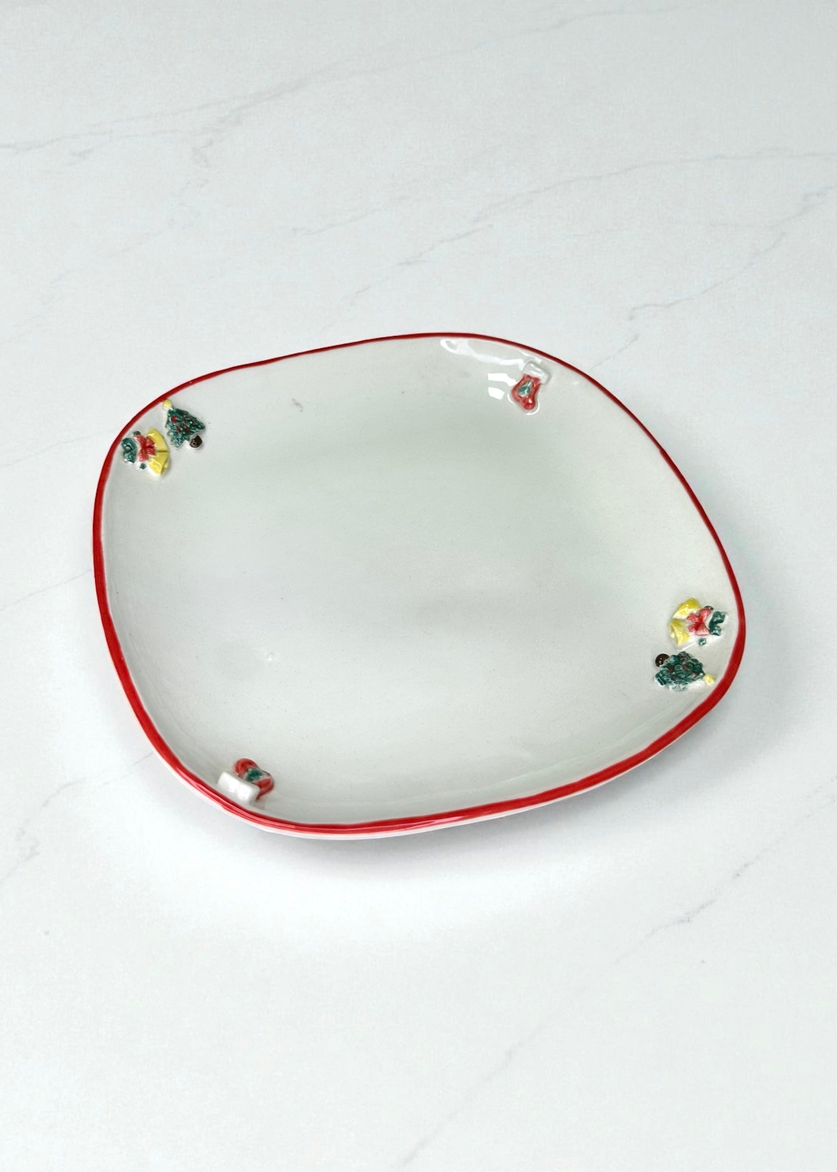 Keramikinė rankų darbo kalėdinė lėkštutė