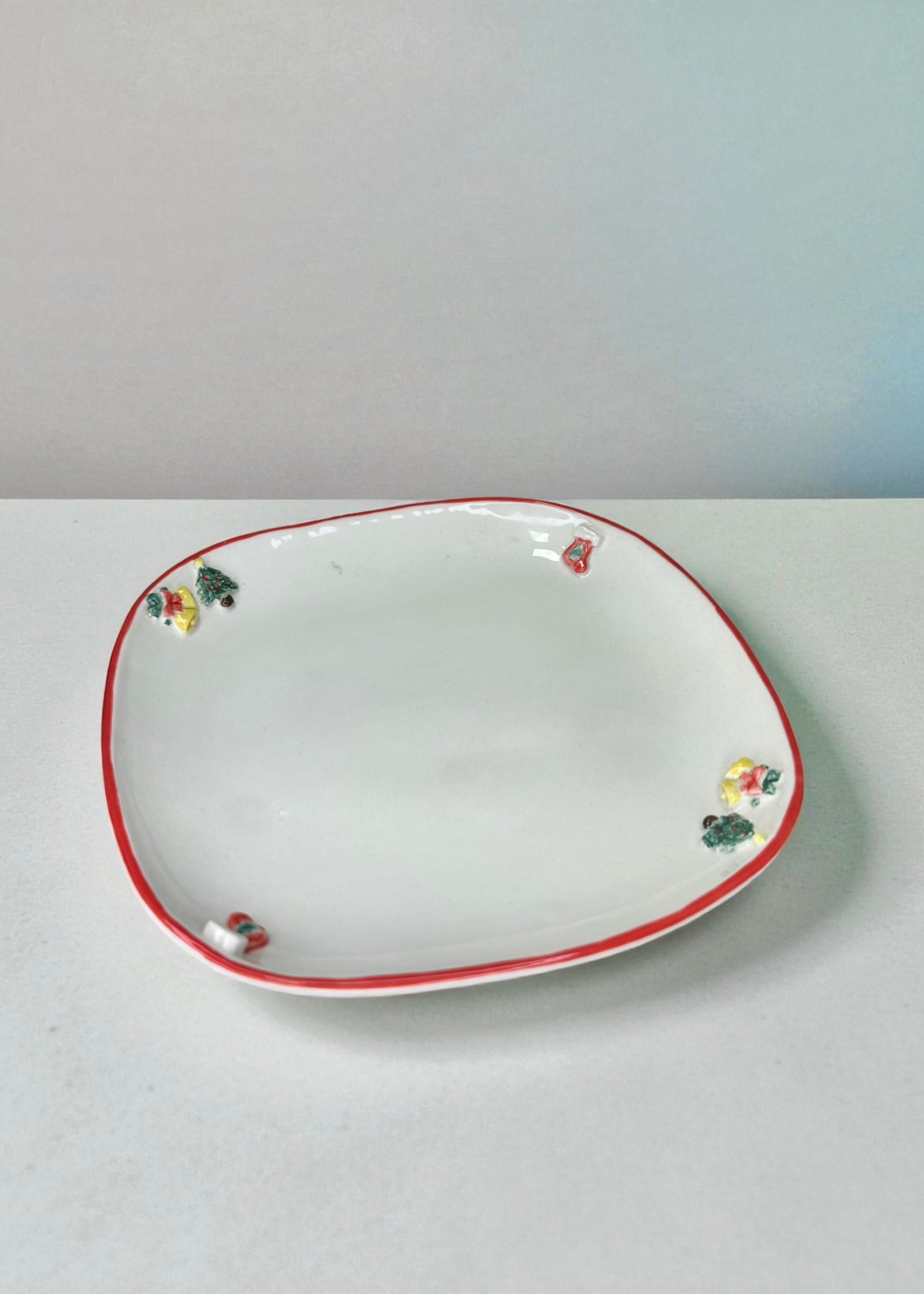 Keramikinė rankų darbo kalėdinė lėkštutė